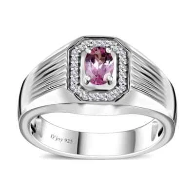 ¡¡HERMOSO!!  Anillo de espinela rosa y circón 0,70 ctw chapado en rodio talla 10 Foto 1 de 4