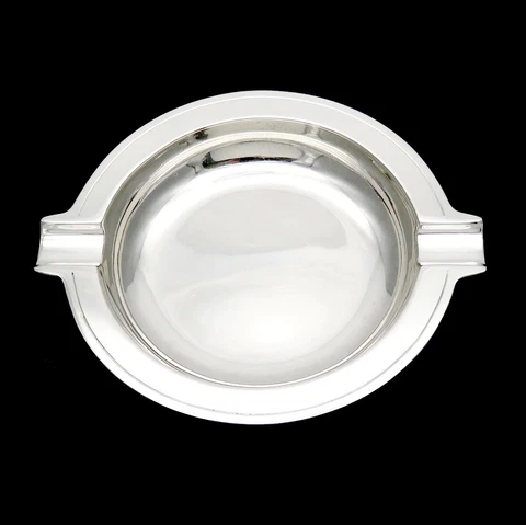 Stunning Tiffany Co Sterling Silver Ash Tray Two Cigar Rests c 1950 Cover