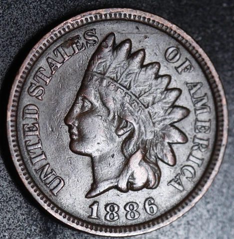 1886 INDIAN HEAD CENT - With LIBERTY - VF VERY FINE - T2 Type 2 Cover