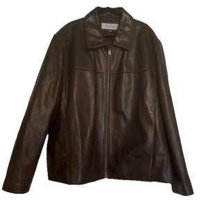 Marc New York Andrew Marc Brown Leather Jacket Men's Size 3X Quilted Lining - Picture 1 of 15