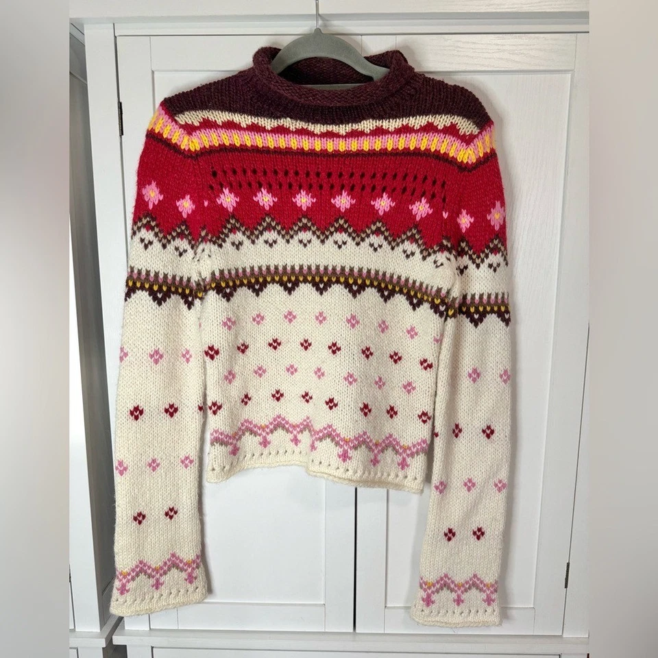 Suéter tejido de lana de cordero Abercrombie & Fitch vintage Y2K para mujer mediano Fair Isle Foto 1 de 4