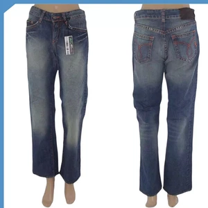 Ck Calvin Klein Jeans Da Donna Blu Scuro W28 Stretch Gamba Dritta Pantalone Moda - Picture 1 of 13