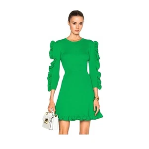 Victoria Beckham Damen-Minikleid Rüschenbesatz gerippt hellgrün Small - Bild 1 von 7