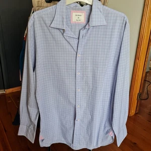 Men's size 43= XL 'M.J. BALE' Blue and pink checkered cotton shirt - EUC - Picture 1 of 4