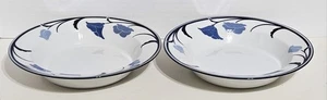 Dansk Tivoli Belles Fleurs Blue Rim Soup Bowl 8 3/4” Vintage Pair 2 - Set of Two - Picture 1 of 8