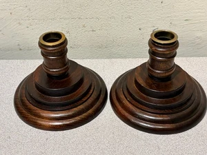 Vintage primitives Holz Paar gedrechselte rustikale Kerzenständer Halter Landhaus - Bild 1 von 10