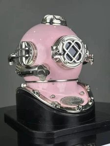 Diving Helmet MarineV Scuba Gift Boston Morse Divers Pink Helmet Wooden Base 18" - Picture 1 of 6