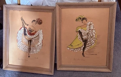 Litografías enmarcadas de Paris Can-Can Girls de la artista francesa Janicotte Foto 1 de 4