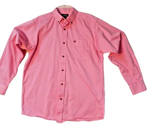 Ariat Pink Mens Long Sleeve Button Down Shirt Sz M - Picture 1 of 9