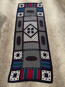 Talbots Silk Multicolor Navy Burgandy Ivory Large  Oblong Scarf 69 X 25 D2 - Picture 1 of 2