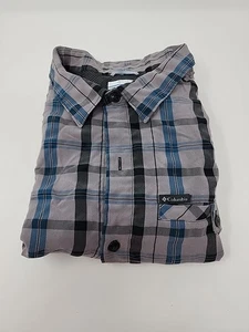Columbia Herren 2XL belüftetes kurzärmliges kariertes Angelhemd mit Knopfleiste grau blau - Bild 1 von 8