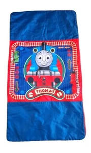 Vtg 2006 Thomas the Tank Engine Train Sleeping Bag 4 ft Blue Red Side Zip - Picture 1 of 16
