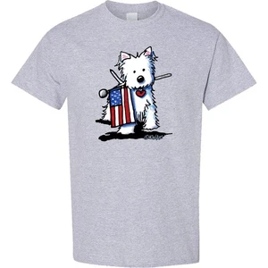 Inktastic US Flag Westie T-Shirt - KiniArt Patriotic West Highland Terrier Dog - Picture 1 of 11