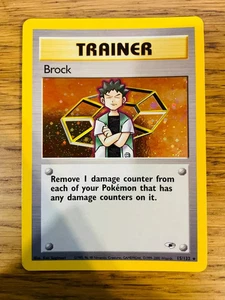 NEAR MINT! Brock Trainer (15/132) Holo Gym Heroes Pokemon Card! FAST P&P! - Picture 1 of 2