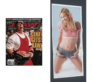 WWE RAW Magazine JULY 2005 John Cena Litta Edge + Stacy Keibler Poster & Picture - Picture 1 of 9