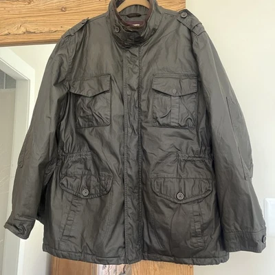 Johnston Murphy Hombres Marrón Algodón Encerado Cremallera Militar Charreteras Chaqueta Talla XXL NUEVO Foto 1 de 4