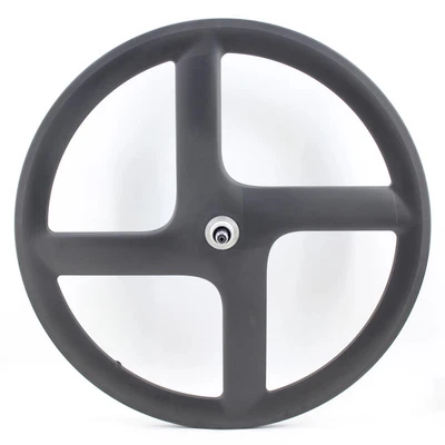 700C 4 Spokes Carbon Fibre Fixed Gear Track Road Bike Wheelset Clincher Matt UD - Image 1 of 4