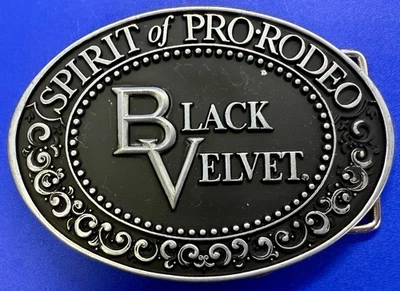 Black Velvet Spirit of Pro-Rodeo Blended Canadian Whiskey 1979 Promo Belt Buckle - Image 1 of 4