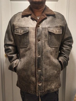 Men’s Distressed Gap Leather Jacket Aviator/Bush Pilot/Western/Motorcycle XXL - Image 1 of 4