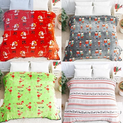 T-TZ Christmas Throw Sherpa Fleece Soft Warm Cosy Flannel Sofa Bed Large Blanket new