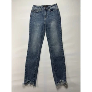 Judy Blue Women's Raw Hem Skinny Fit Blue Denim Jeans - Size 3 (24x26.5) - Picture 1 of 8
