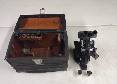Antique Spencer Buffalo USA Cast Iron Microscope Set In A.S. Aloe Cabinet Untest - Image 1 of 4