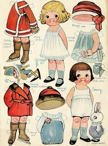 Play Date - 1920's Style Fabric Retro Vintage Paper Doll Handmade Die Cuts - Picture 1 of 1