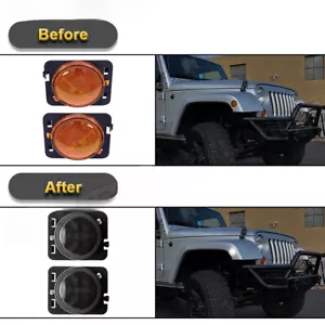 For Jeep Wrangler JK 2007-2018 LED Side Marker Fender Lights Amber Smoked Lens - Picture 1 of 13