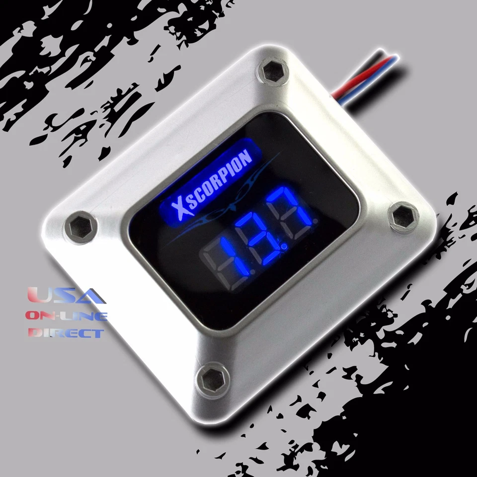 XSCORPION 3 Digit Blue LED Readout 12v Digital Voltmeter Silver Car Marine Audio Video USA