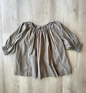 vs CO-COLLECTIONS Essentials Taupe Puff Sleeve Tunic Shirt Top SMALL - Picture 1 of 8