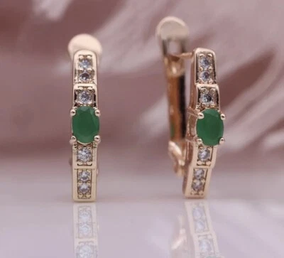 Ohrringe Rosegold mit Grün Natürliche Zirkonia Ohrschmuck Ohrstecker für Damen - Bild 1 von 4