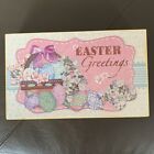 Easter Greetings Wooden Sign 9.5”x1.5”x5.75” wall decor shelf sitter