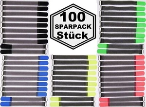 100 x Kabelklett FK 200 x 20 mm, 5 unterschiedliche Farben Kabelbinder Klettband - Picture 1 of 12
