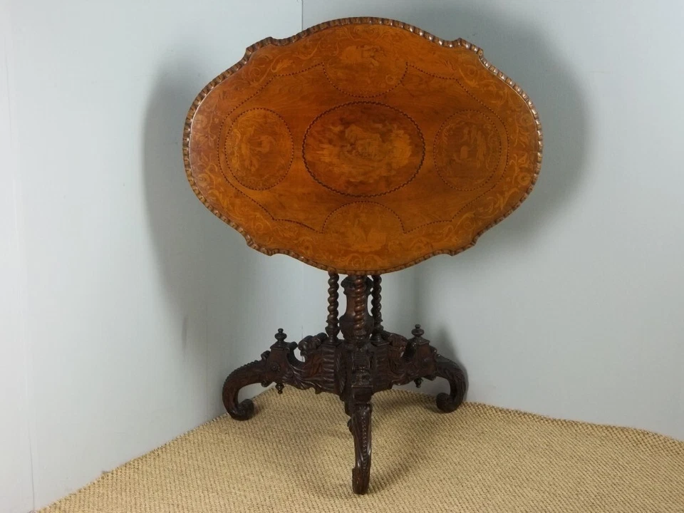 Antigua lámpara de salón central de bosque negro con incrustaciones de nogal de excelente calidad. C1870 Foto 1 de 4