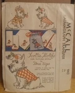 Vintage McCall Kaumagraph Transfer anni 40 #943 motivi scozzesi taglio tre misure - Foto 1 di 5