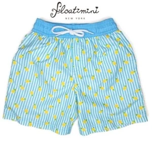 Floatimini NWOT pineapple striped blue whote yellow swim trunks size 4. - Picture 1 of 3