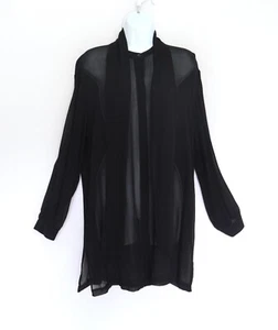 CHICO'S 2 (L ) 100% Silk Georgette Chiffon Tunic Shirt Blouse Sash Belt or Scarf - Picture 1 of 9