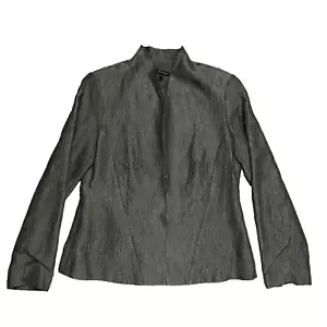 Eileen Fisher Silk Blend Textured Jacket Blazer V-Neck Metallic Crepe Size S - Picture 1 of 10