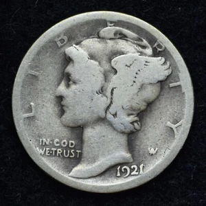 1921-D Mercury Silver Dime GOOD / VG FREE SHIPPING  - Picture 1 of 2