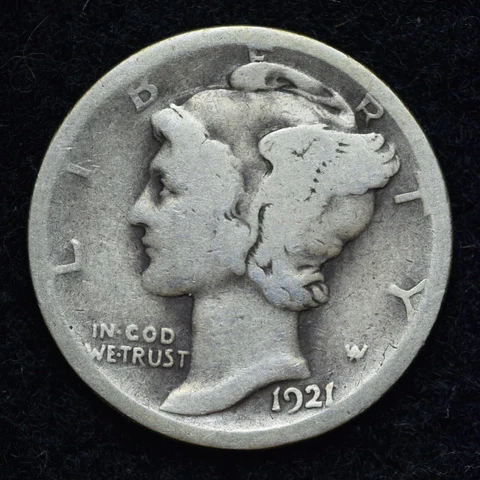 1921-D Mercury Silver Dime GOOD / VG FREE SHIPPING Cover