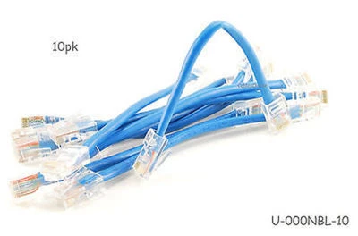 10-PACK 6" Assembly Cat5e Ethernet Non-Boot RJ45 Network Cable, Blue - Image 1 of 3
