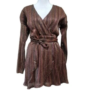 Forever 21 Formal Long Sleeve Sequin Mini Dress Size Xs Glitter - Picture 1 of 4