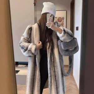 Winter Womens Fur Coat Long Fur Overcoat Mink Velvet Warm Mink Young Slim Jacket - Picture 1 of 9