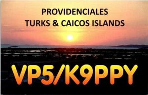 HAM RADIO CQ QSL QSO CARD VP5/K9PPY PROVIDENCIALES TURKS & CAICOS ISLANDS 2012 - Picture 1 of 2