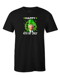 St Patrick's Day Happy 4th Of July Leprechaun Joe Biden T-Shirt Anti Democrat - Picture 1 of 4