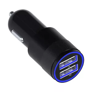 Car-Truck Charger Dual USB Port Cigarette Lighter adapter for Smartphone (Black) - Picture 1 of 5