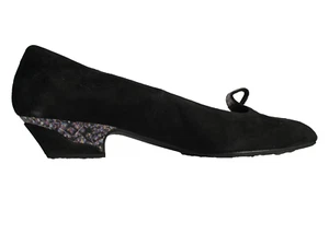 Women's Shoes Vintage J Renee 7 N Black Fine Leather Suede Ballet Flats Heel New - Picture 1 of 7