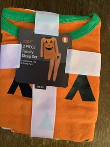 kids Halloween 2 piece pumpkin  family sleep set size 8 - Picture 1 of 2