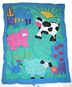 NEW Cuddle Me Farm Barn Animal Baby Comforter Blanket Pig Cow Sheep Chicken 90's - Picture 1 of 2