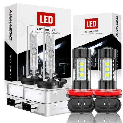 For GMC Acadia 2013-2018 - 4PCS Xenon HID Headlight Hi/Lo & LED Fog Light Bulbs - Image 1 of 4